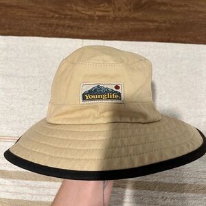 Beige Sun Hat with Black Trim